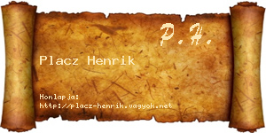 Placz Henrik névjegykártya